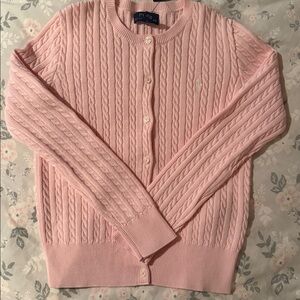 Girls M (8-10) Polo by Ralph Lauren Cable-Knit, 100% Cotton Cardigan
